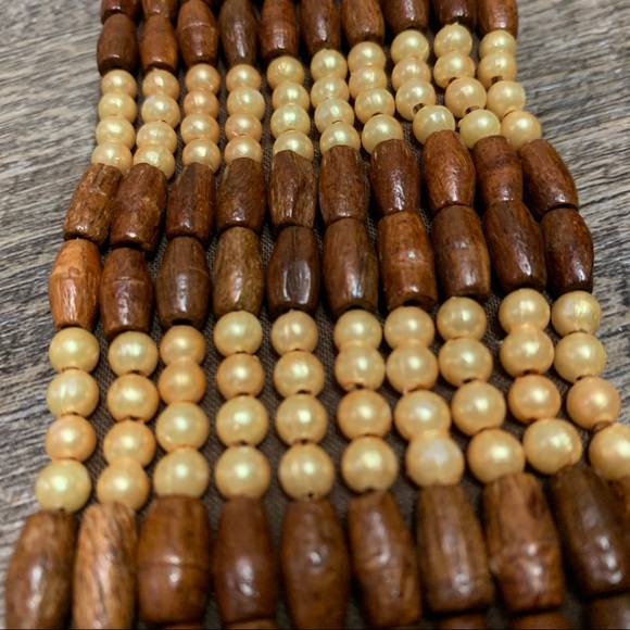 BABA CLOTHING WOOD and FAUX PEARL BOHO BEADED BELT - Picture 9 of 12